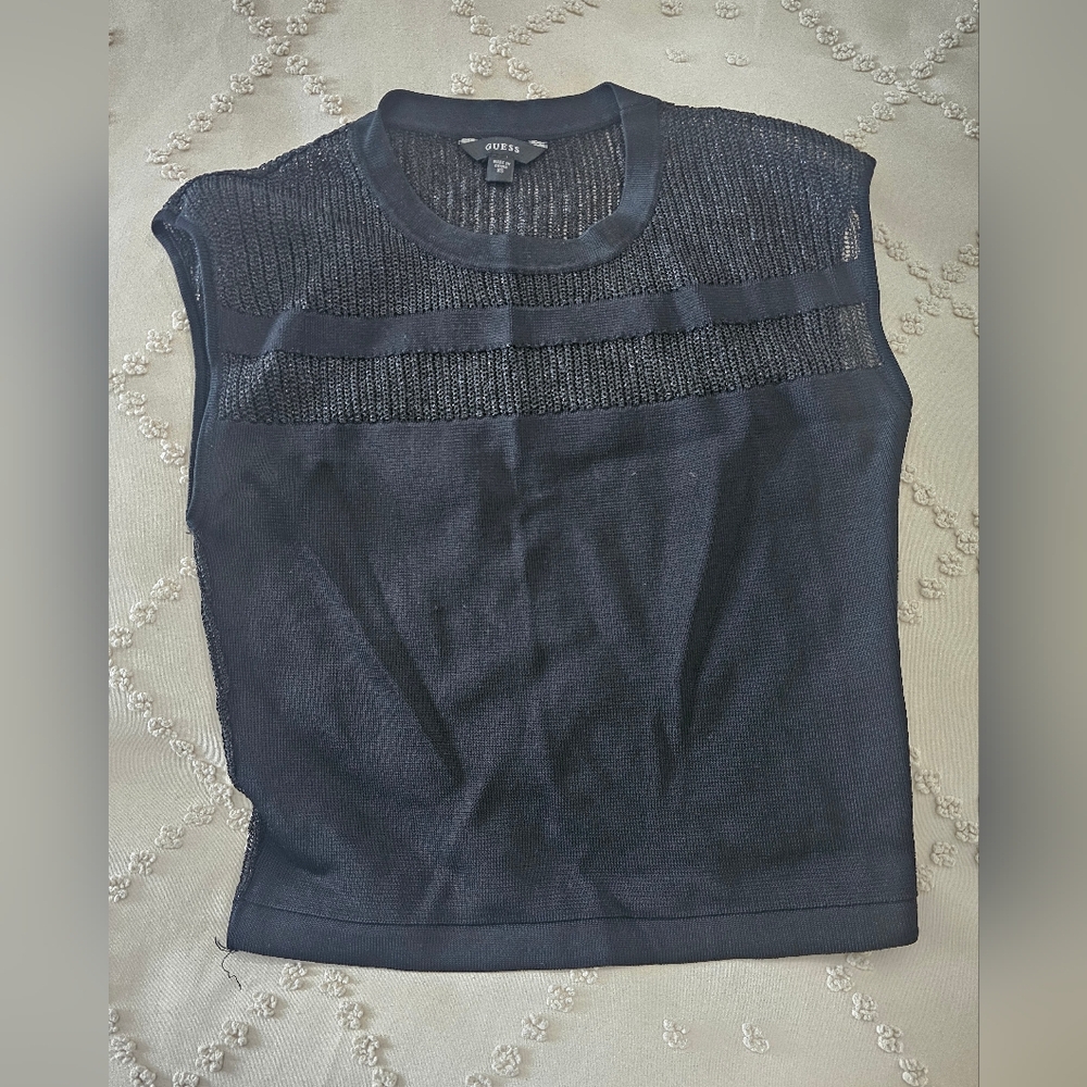 Guess Black Sheer Knit Top